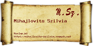 Mihajlovits Szilvia névjegykártya